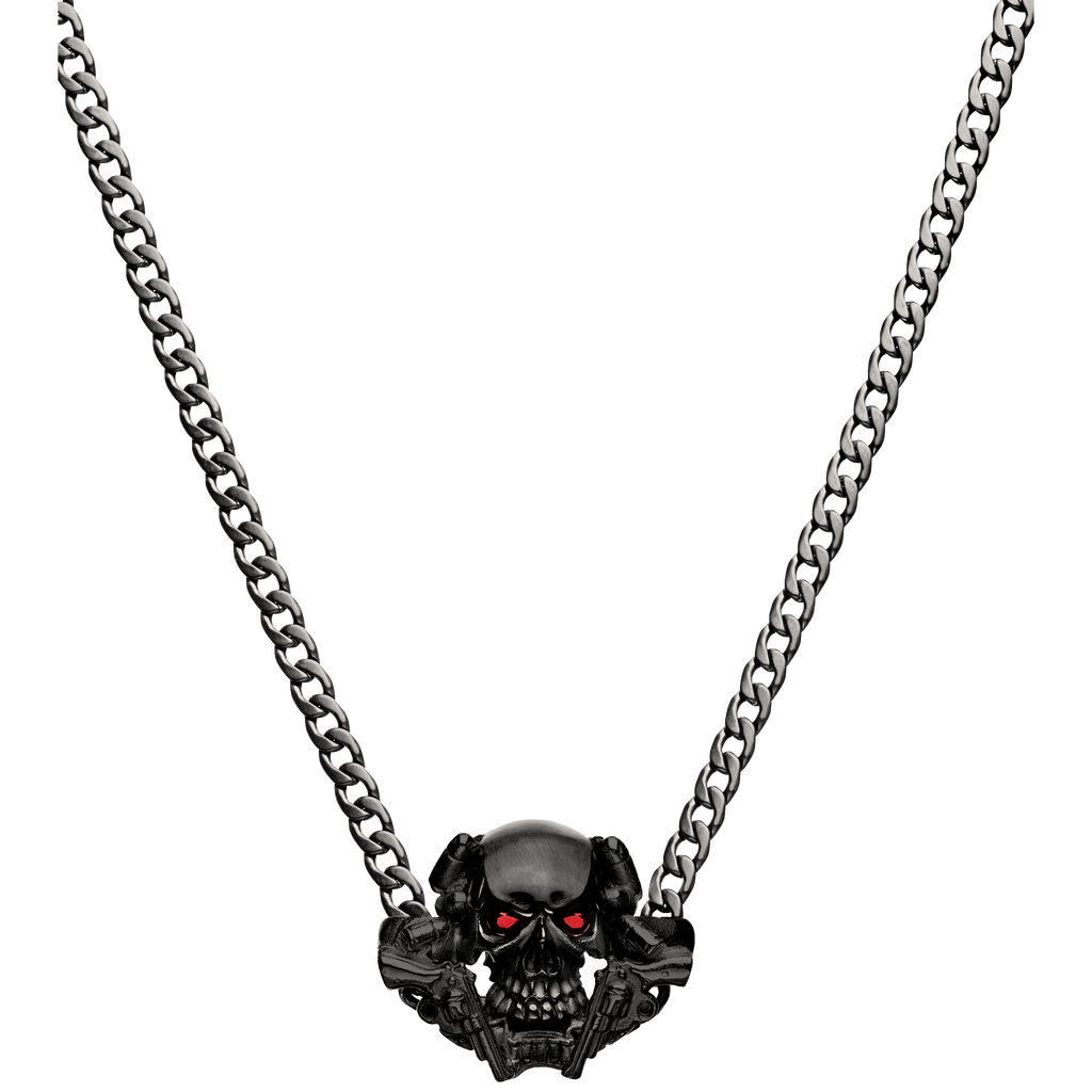SKULL WITH PISTOLS BLACK