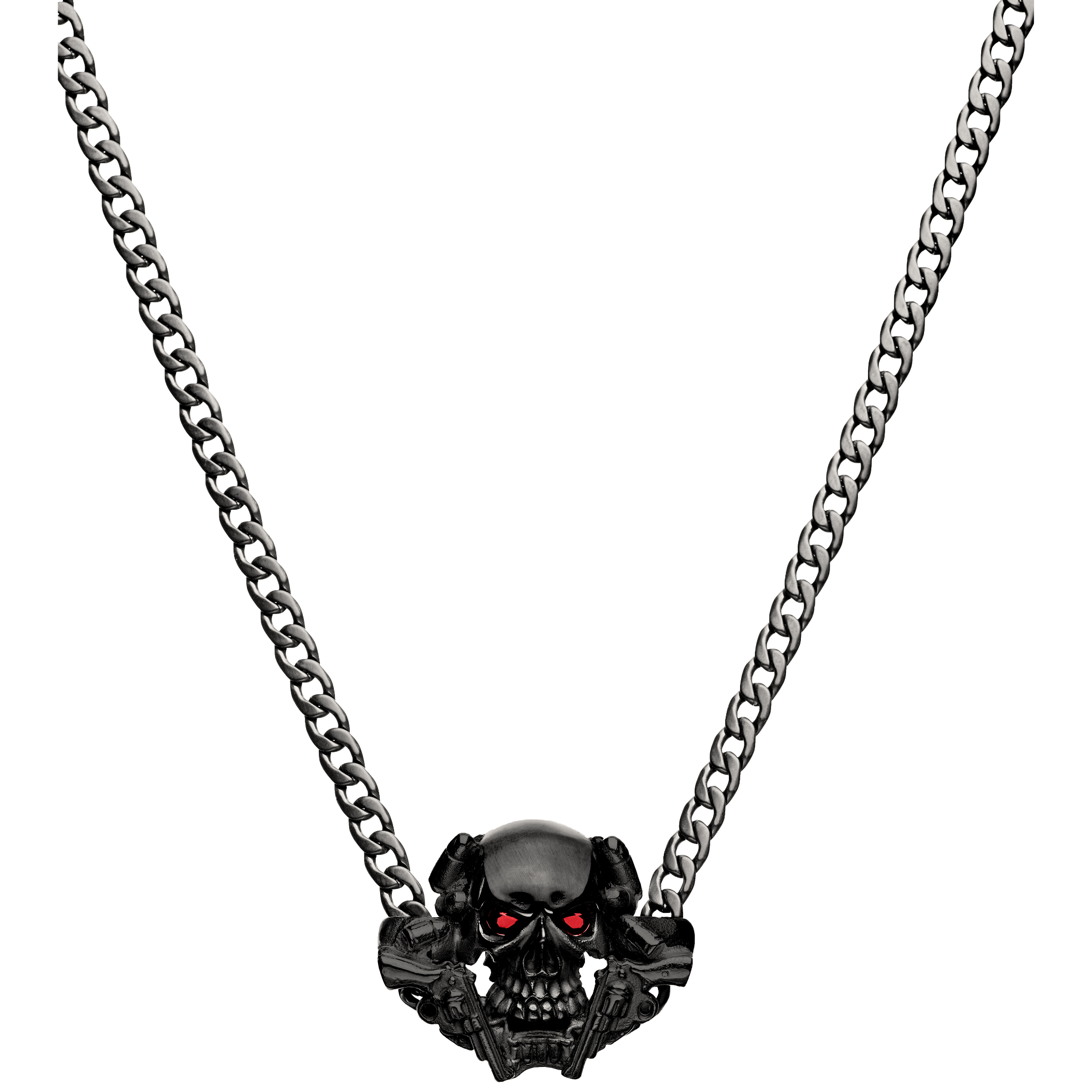 SKULL WITH PISTOLS BLACK