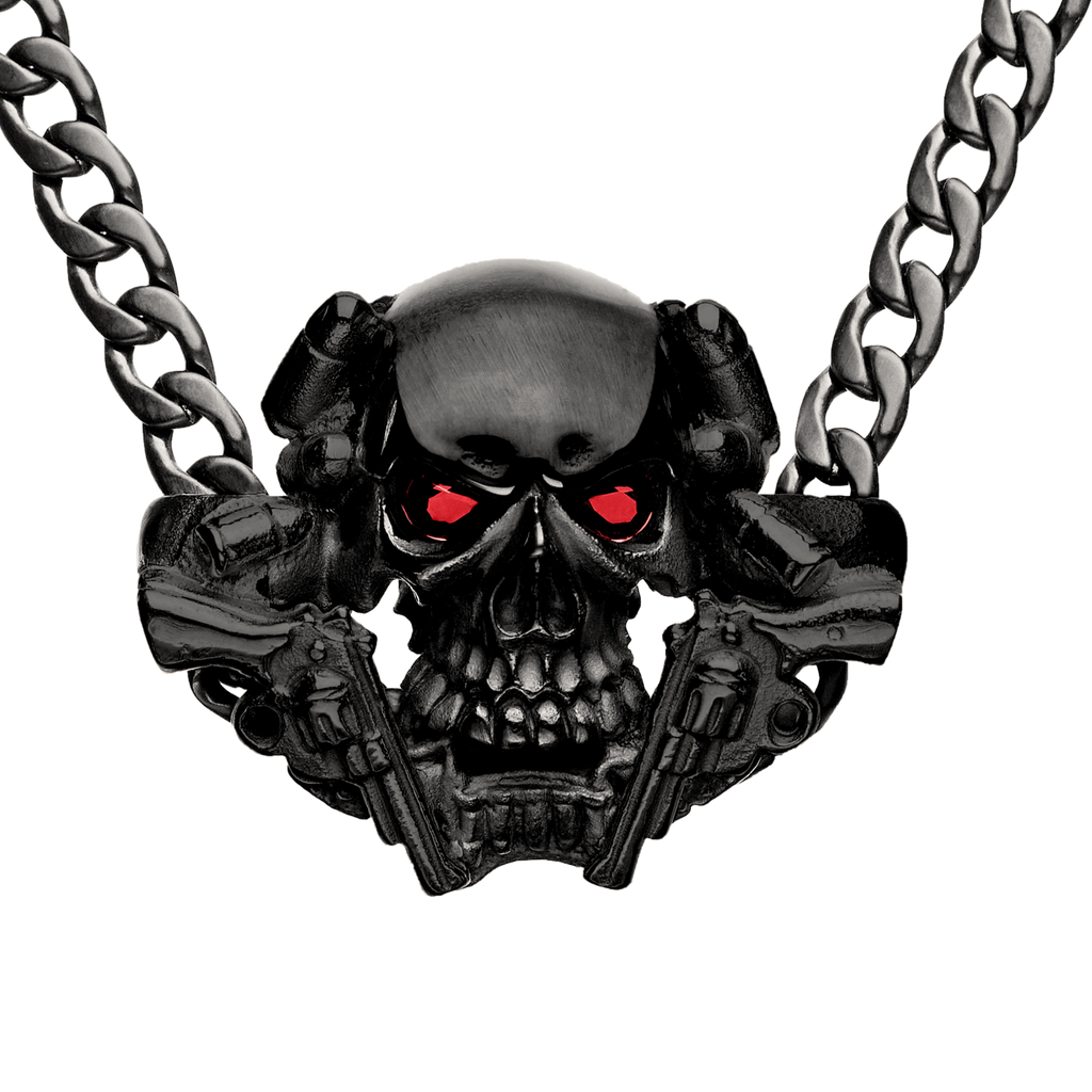 SKULL WITH PISTOLS BLACK