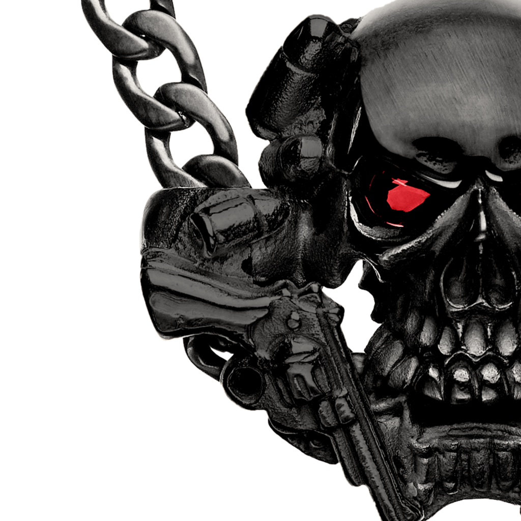 SKULL WITH PISTOLS BLACK