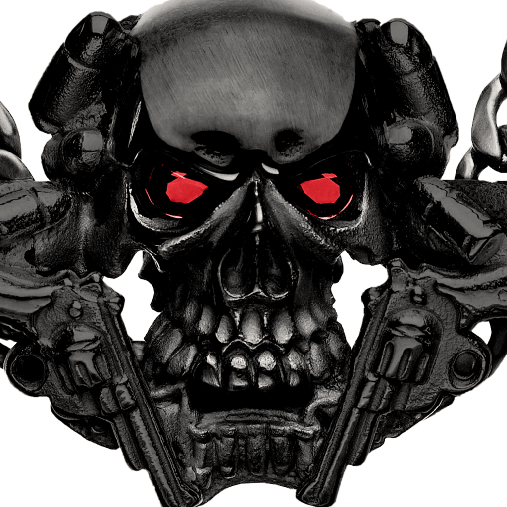 SKULL WITH PISTOLS BLACK